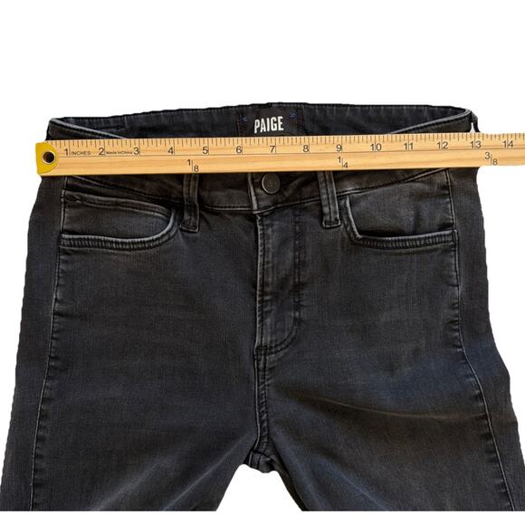 Paige Jeans Womens 26 Genevieve Flare Faded Black Stretch Denim Boho Retro - Picture 5 of 9